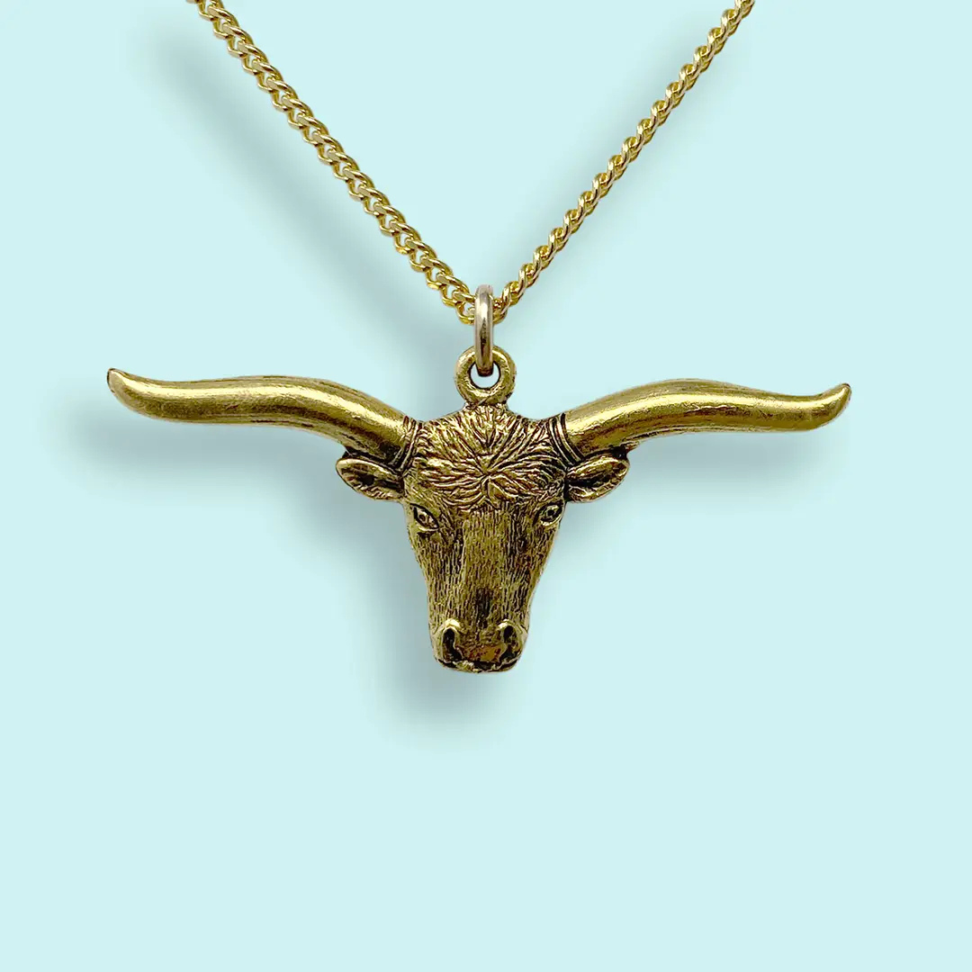 Longhorn on Gold Chain Necklace