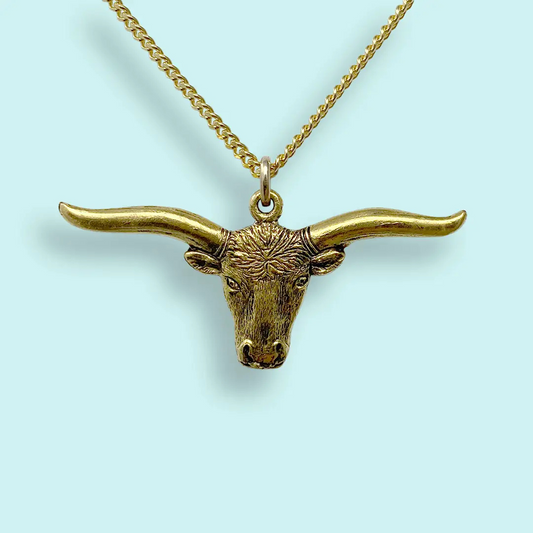 Longhorn on Gold Chain Necklace