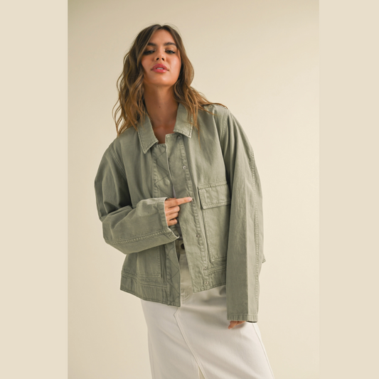 Sage Moss Washed Cotton Jacket