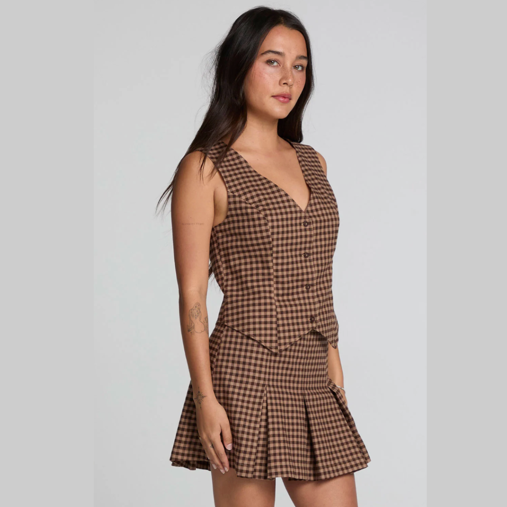 Pea Choco Check Waistcoat