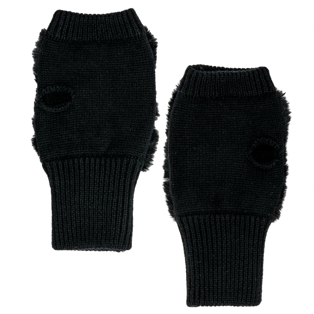 Faux Fur Intarsia Mittens