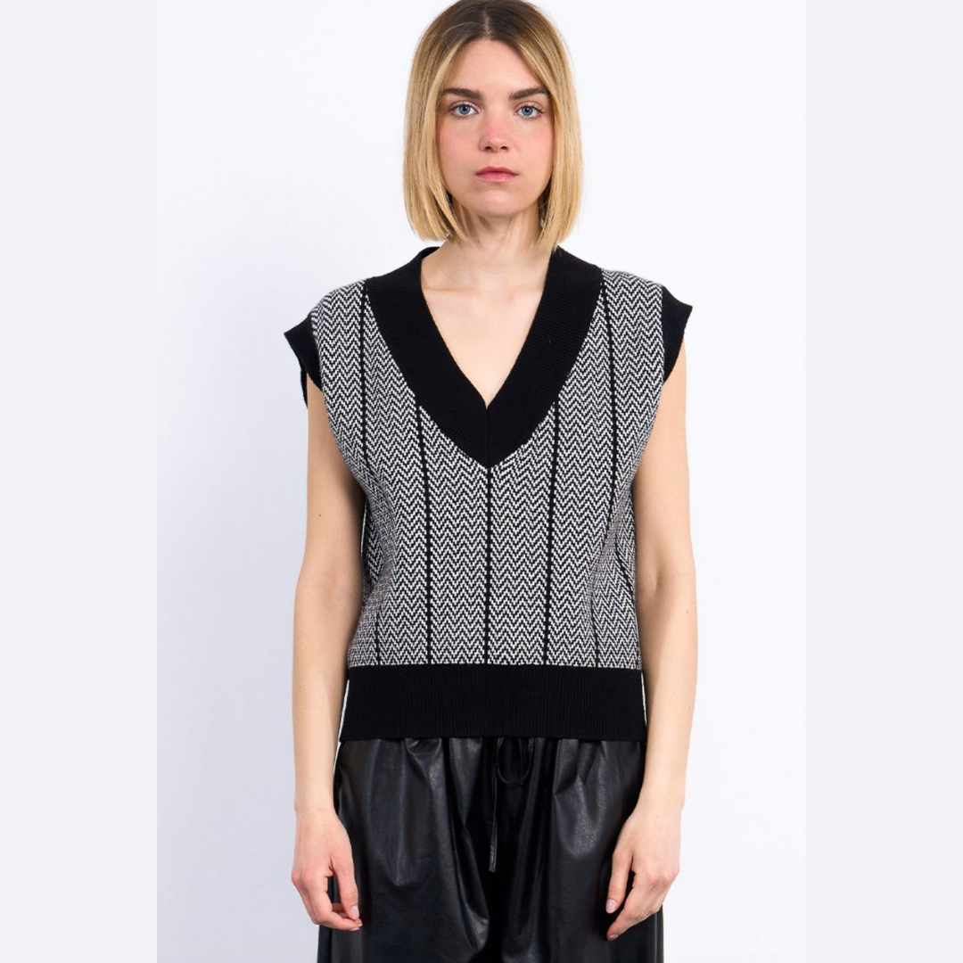 Jacquard Effect Polo Vest