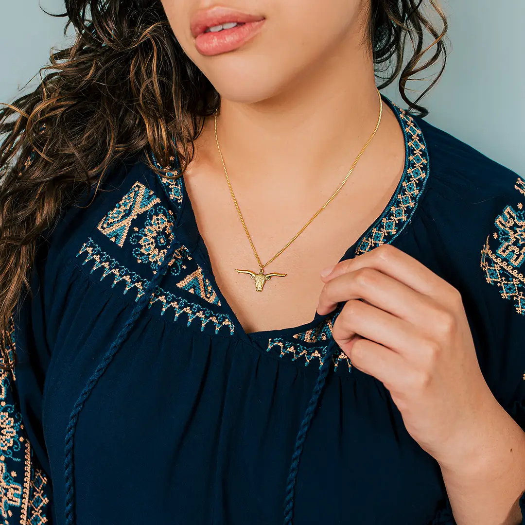 Longhorn on Gold Chain Necklace