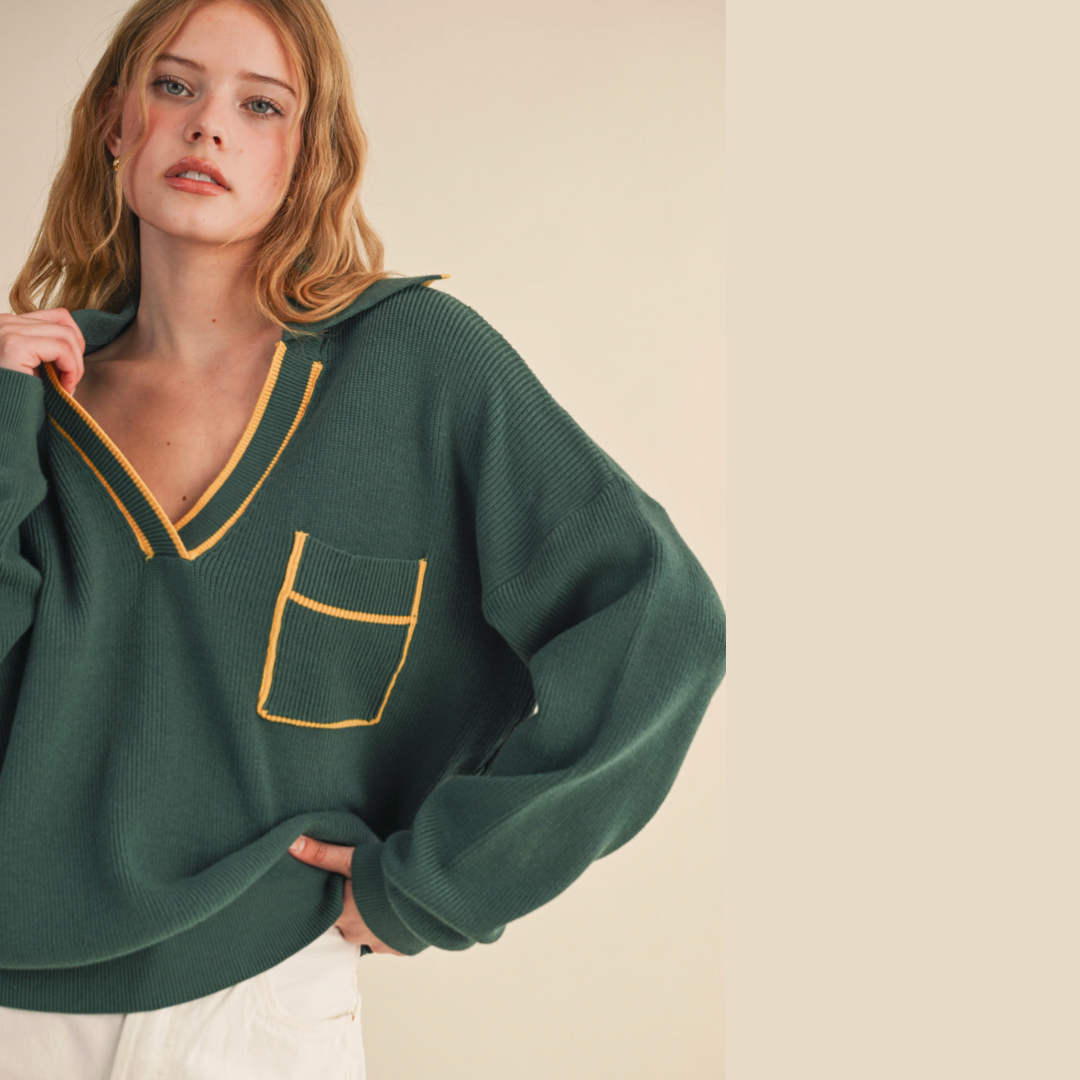 The Prep Ribbed Collard Pullover