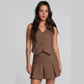 Pea Choco Check Waistcoat