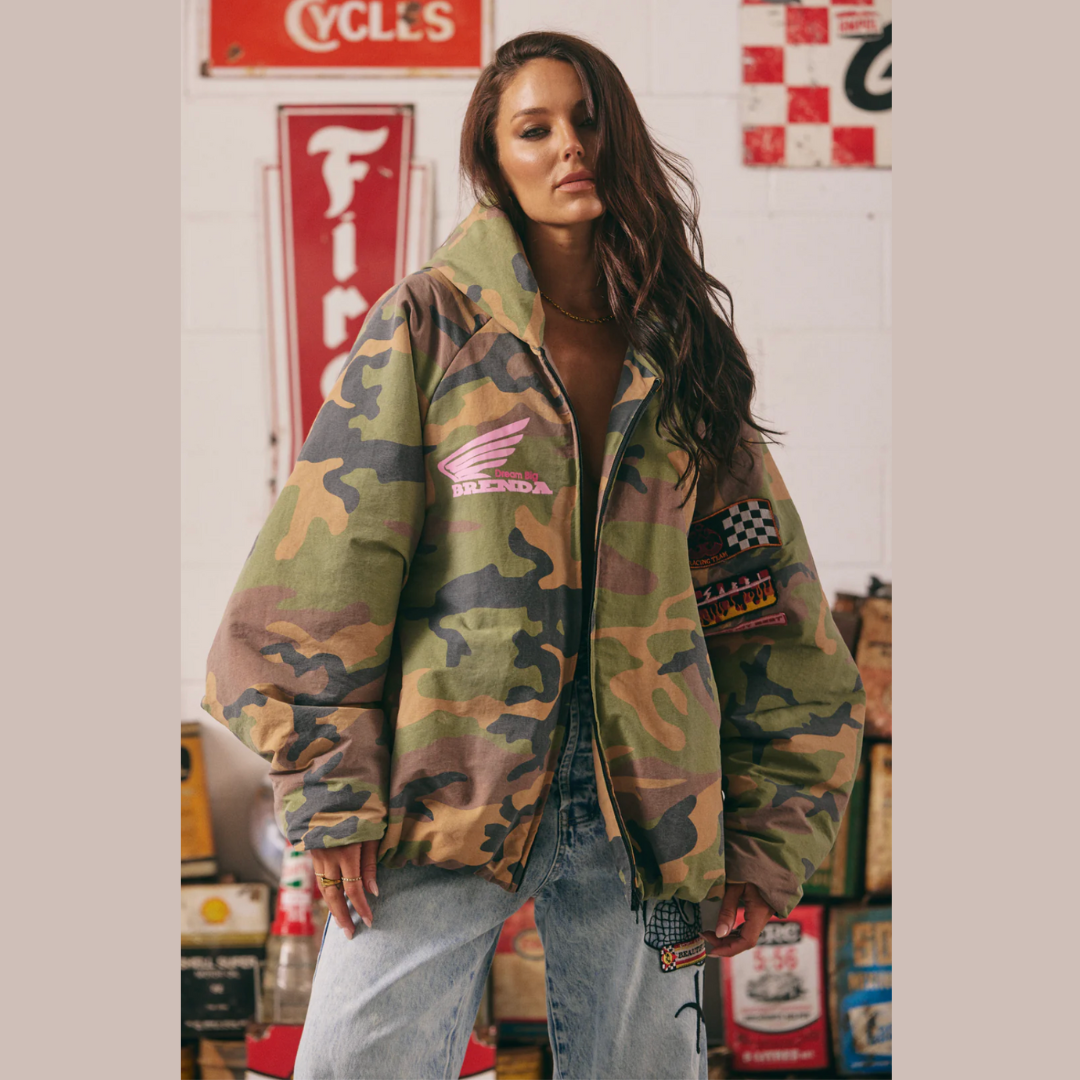 The (Camo) Be Kind Bomber Jacket