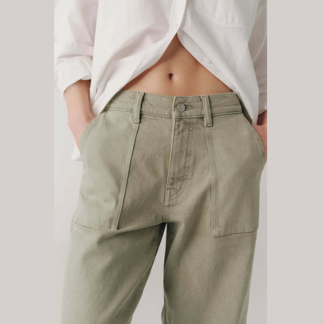 BNA - Soft Curve Barrel Jeans (28") Laurel Green