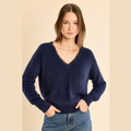 Navy Blue & Black Lace Sweater
