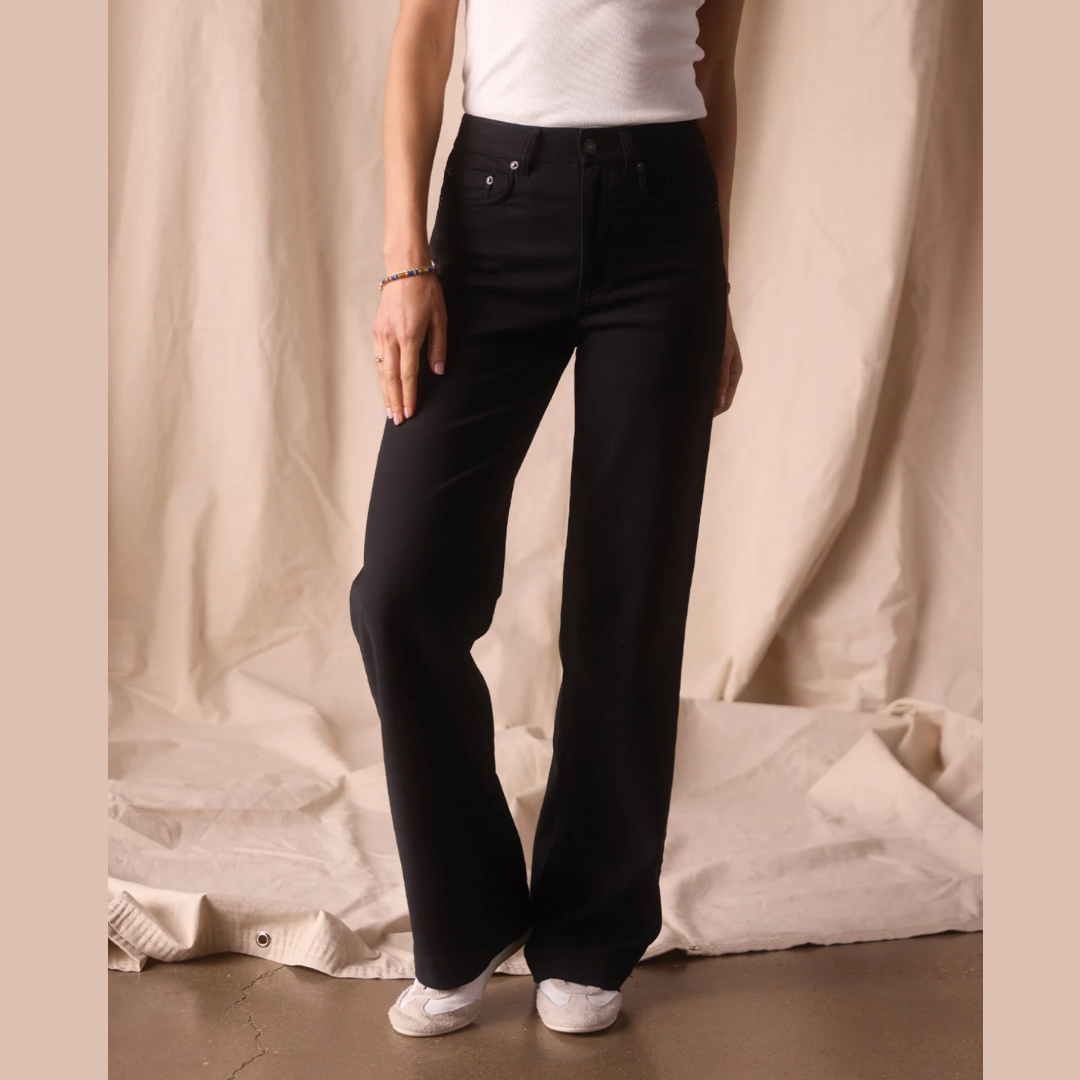 Comfort Terry Wide Leg Pant in Black