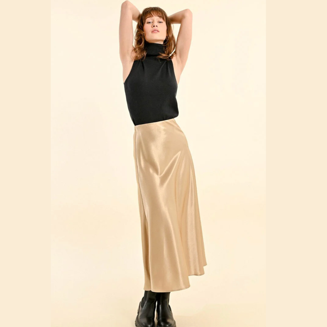 Liquid Gold Satin Skirt