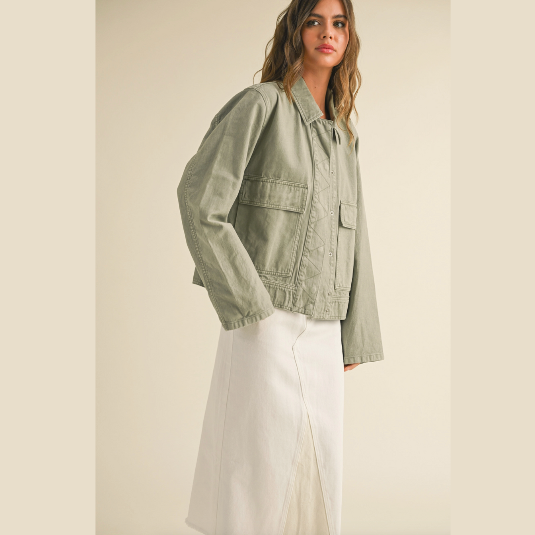Sage Moss Washed Cotton Jacket