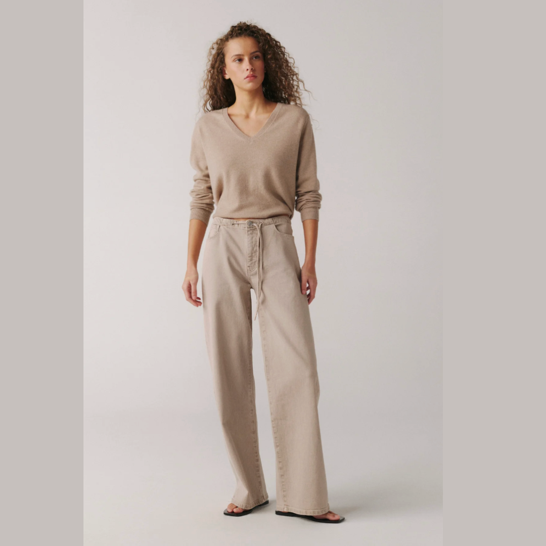 The Big Easy [Optic White & Sand Dollar] Pull on Wide Leg