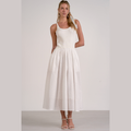 Mixed Media Eyelet Ribbed Maxi Dress
