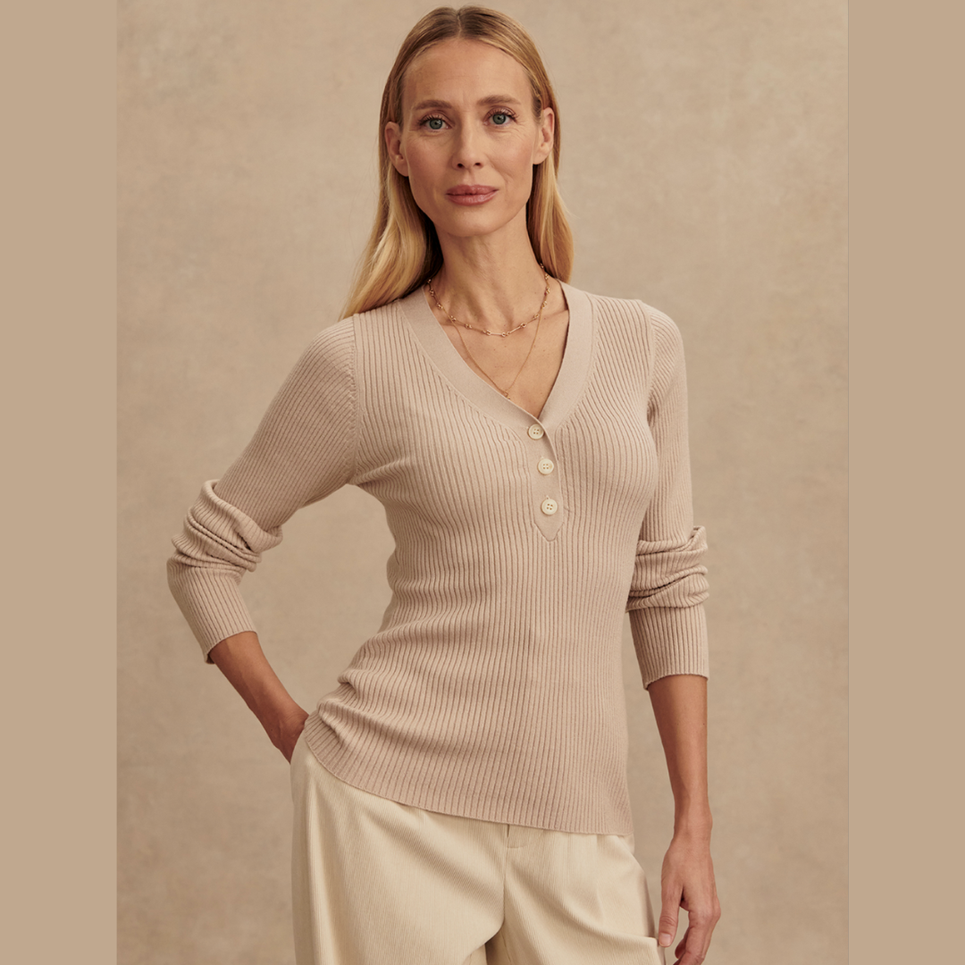 Blanca V-Neck Rib Knit Top