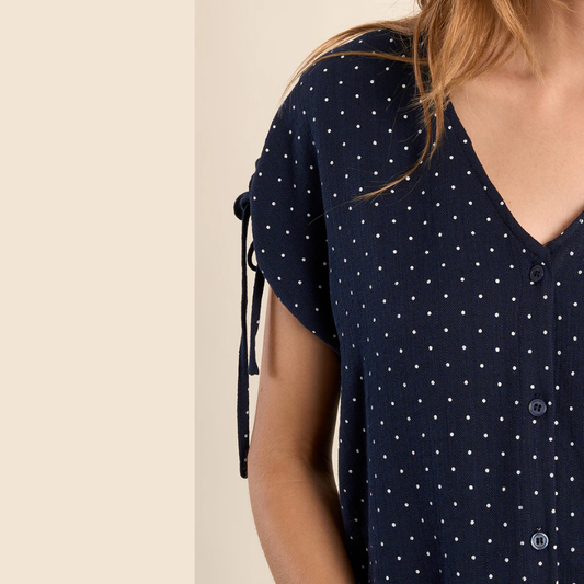 Navy Polka Blouse