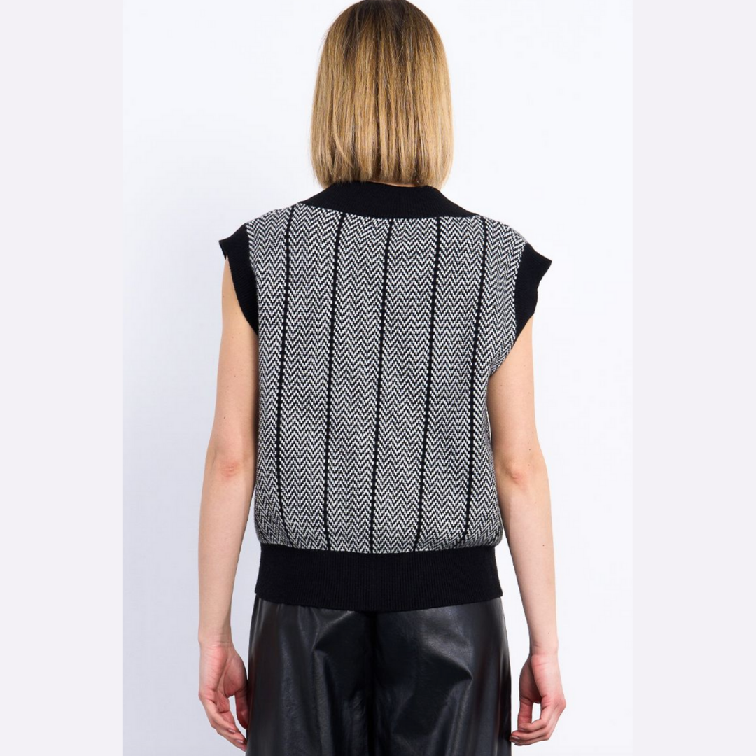Jacquard Effect Polo Vest