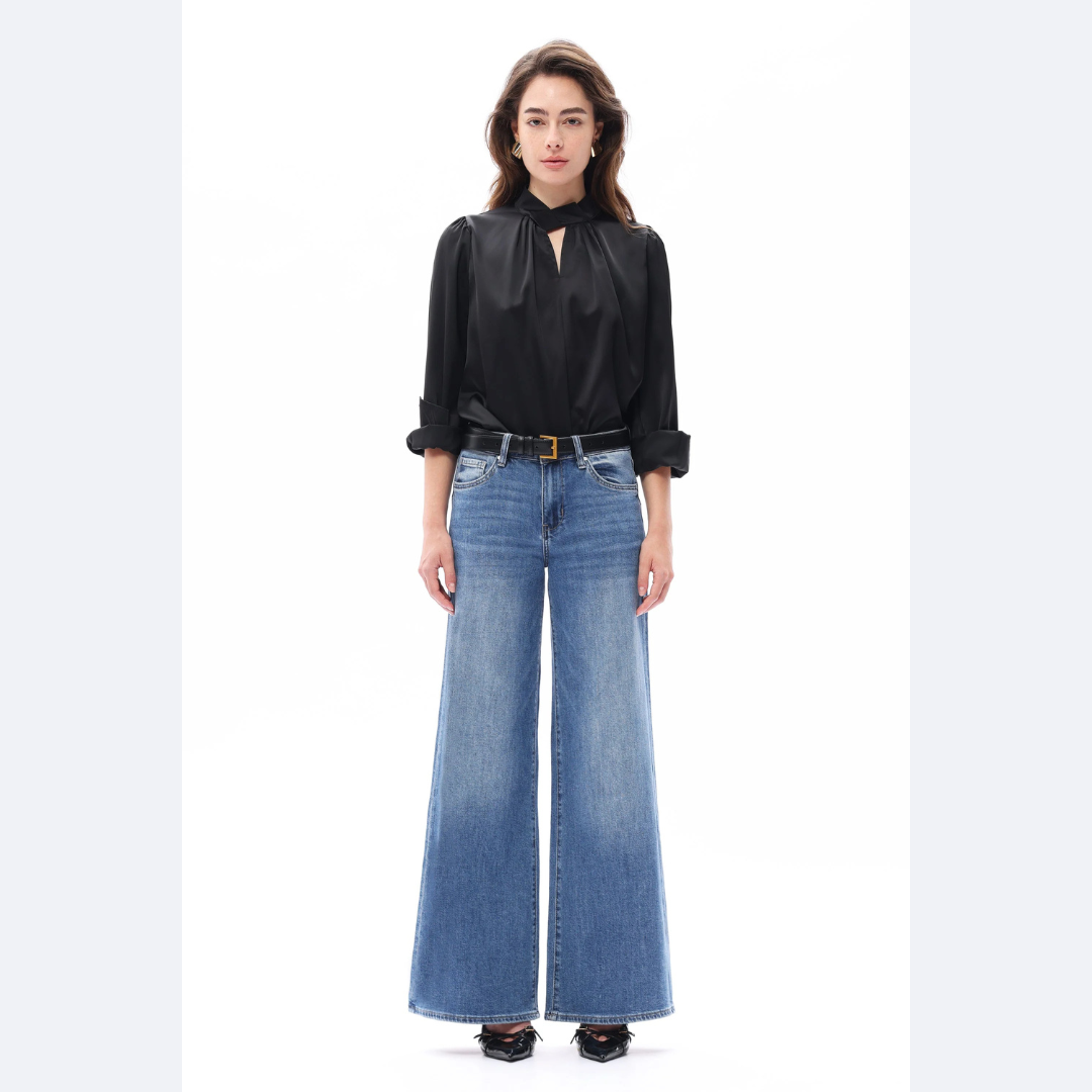 Mindy Mid Rise Wide Leg Jeans