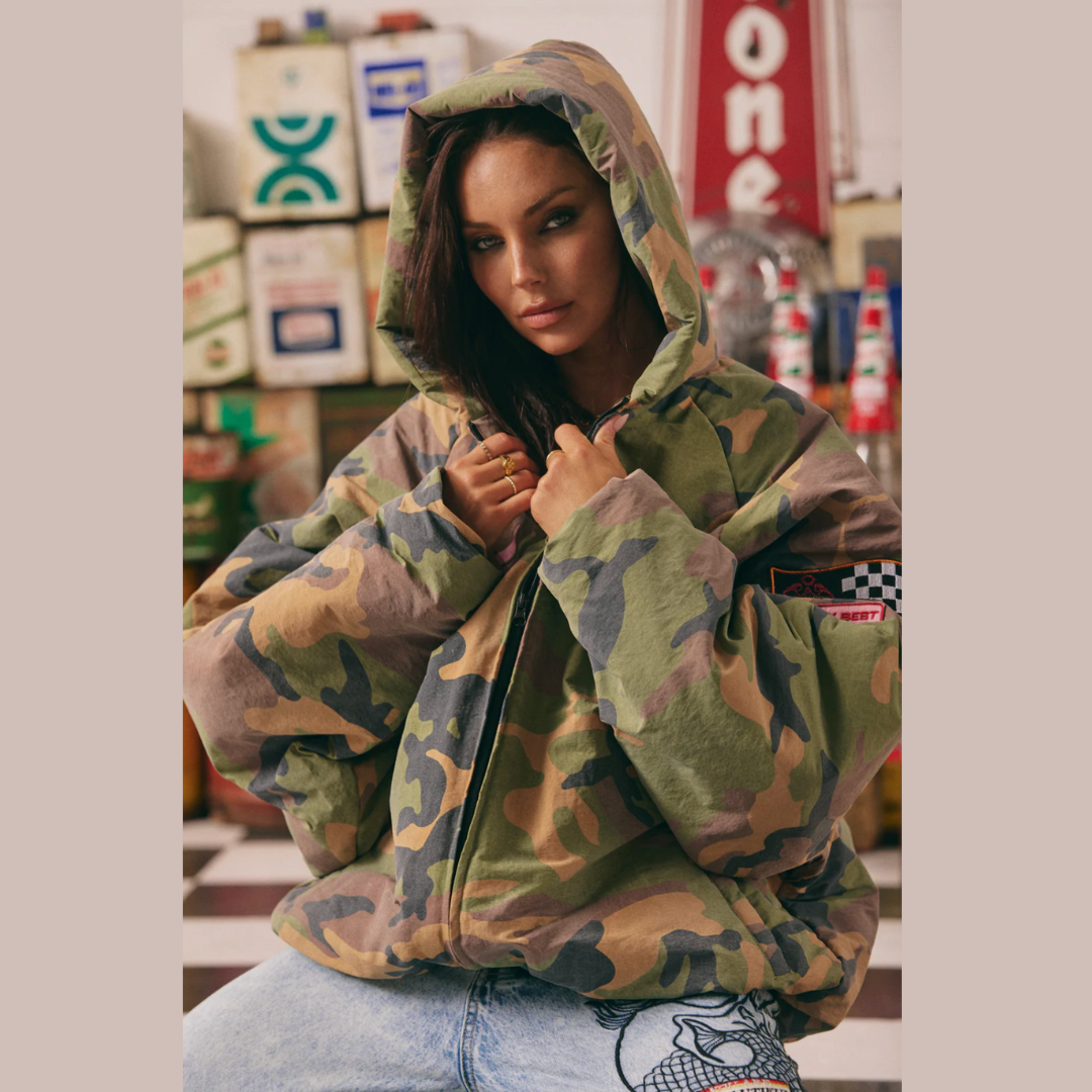 The (Camo) Be Kind Bomber Jacket