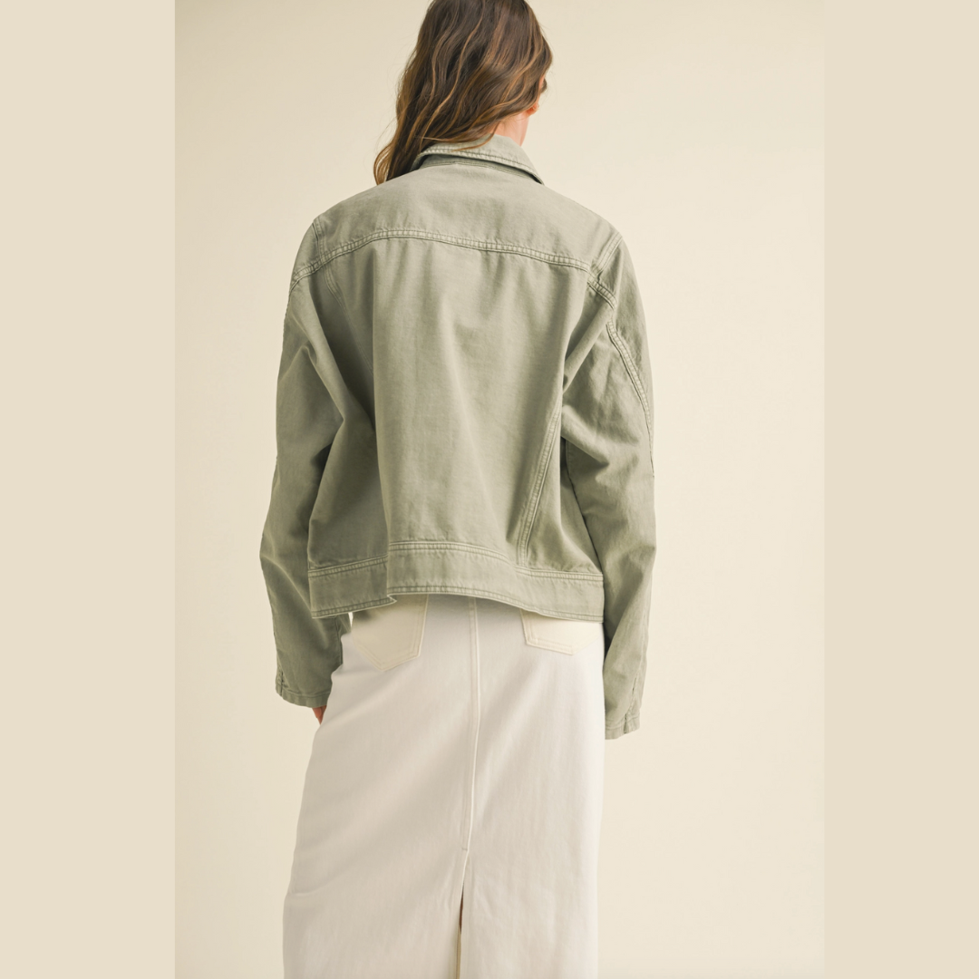 Sage Moss Washed Cotton Jacket