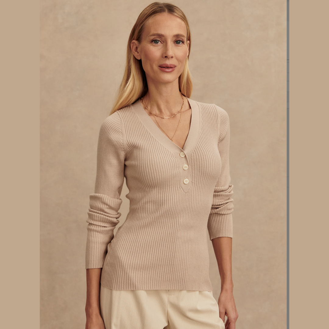 Blanca V-Neck Rib Knit Top