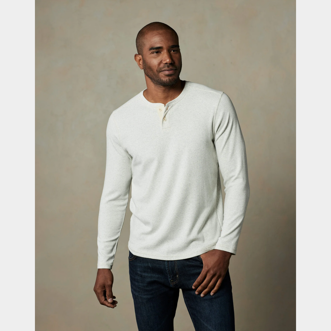 Men's Puremeso Two Button Henley in Stone