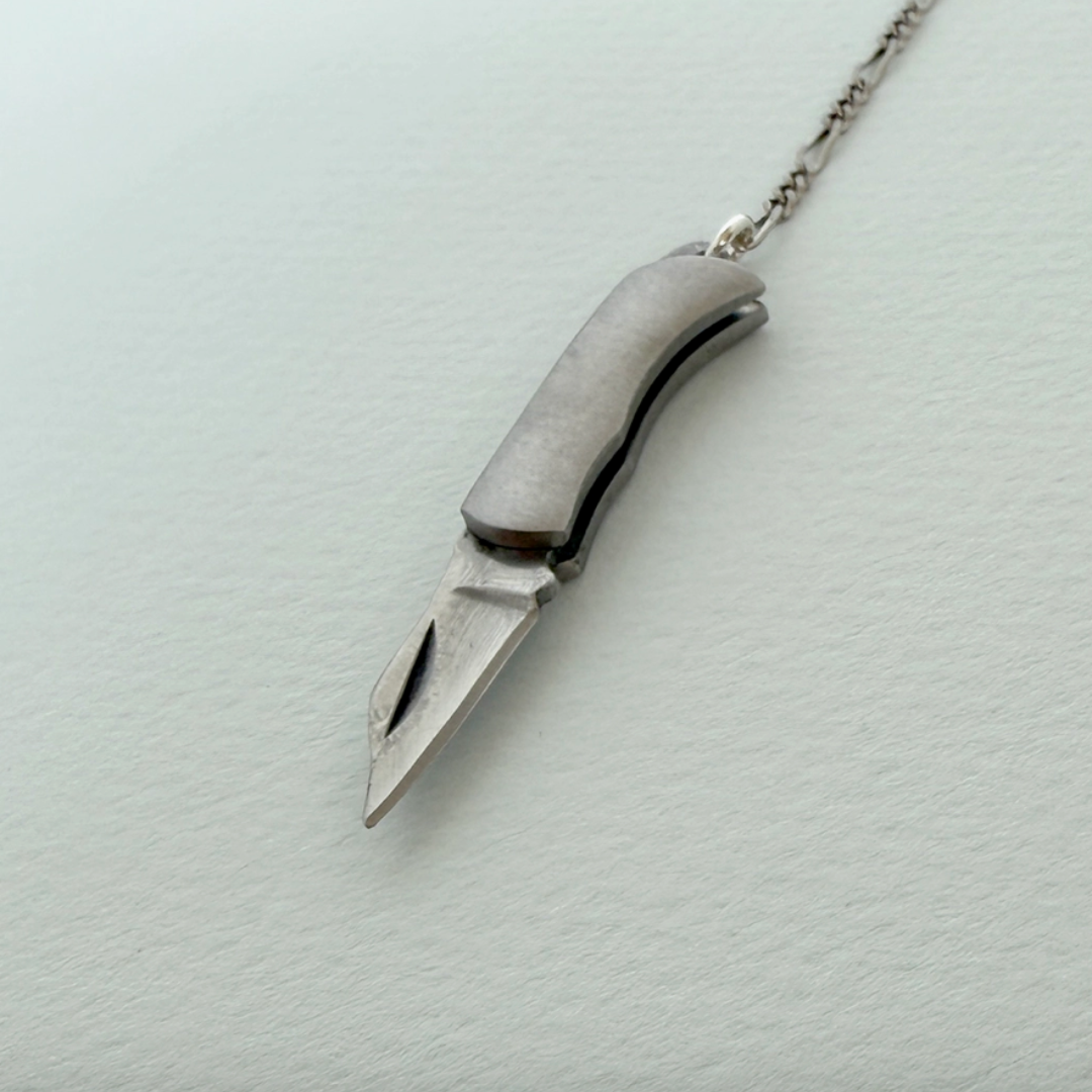 Long Y-Drop Silver Knife Necklace