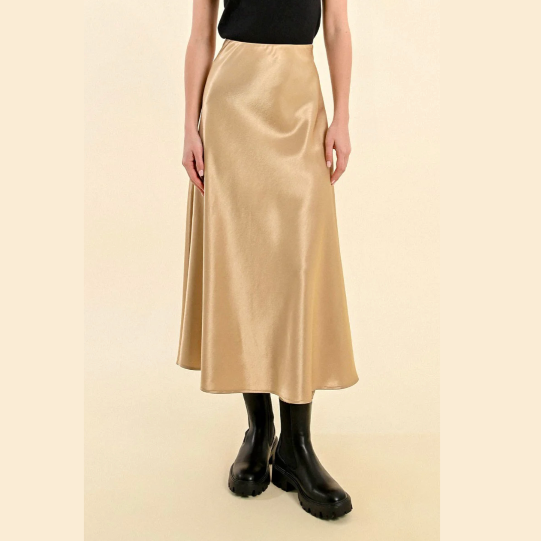 Liquid Gold Satin Skirt