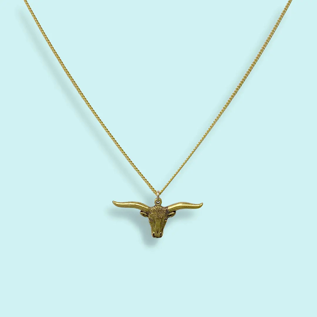 Longhorn on Gold Chain Necklace