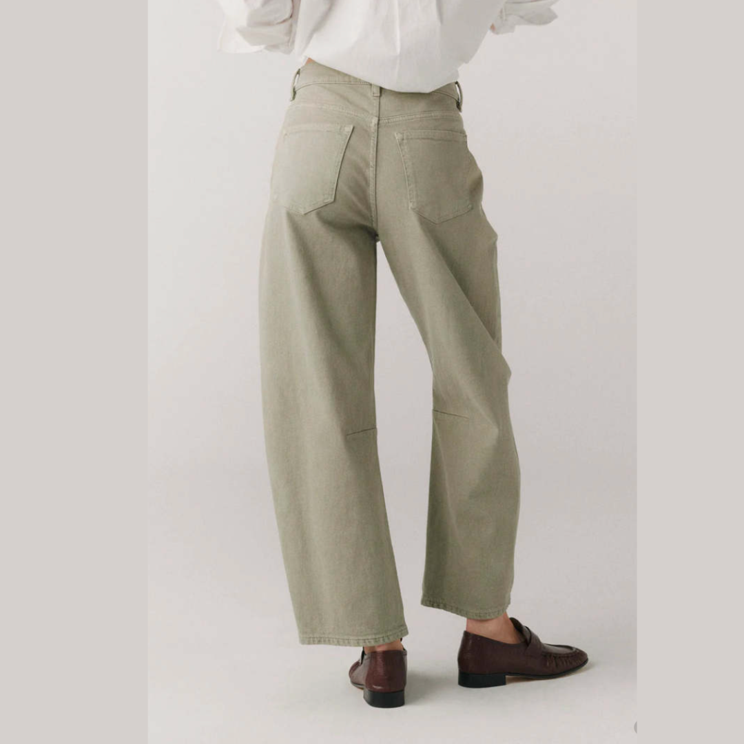 BNA - Soft Curve Barrel Jeans (28") Laurel Green