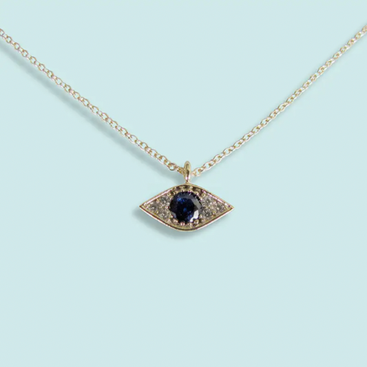 Blue Crystal Evil Eye Necklace