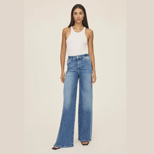 NCE - white stripes wide leg jeans