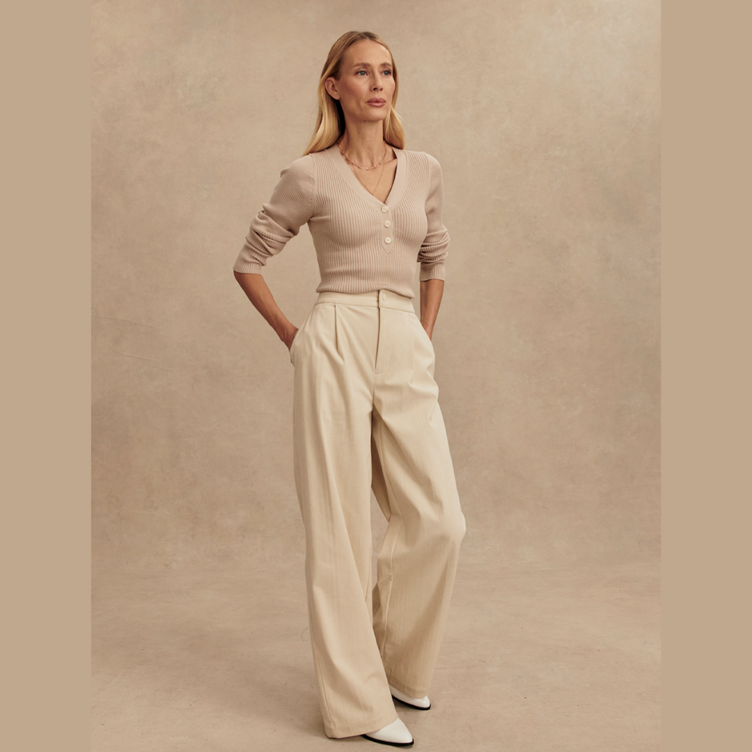 Blanca V-Neck Rib Knit Top