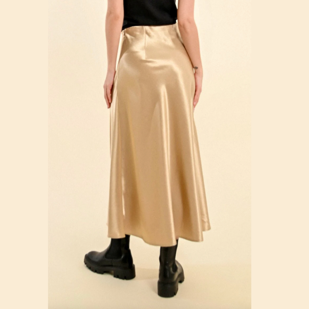 Liquid Gold Satin Skirt