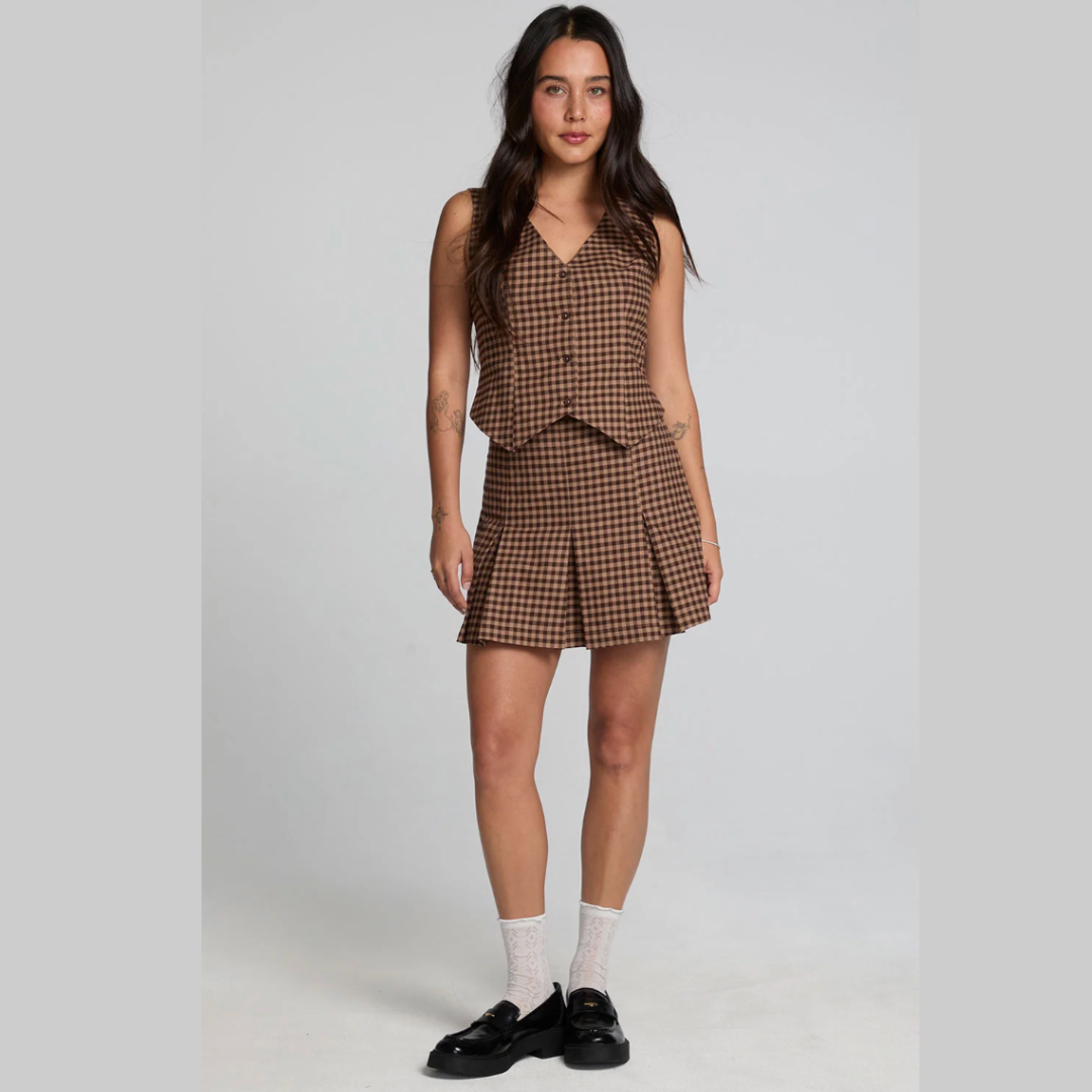 Pea Choco Check Waistcoat