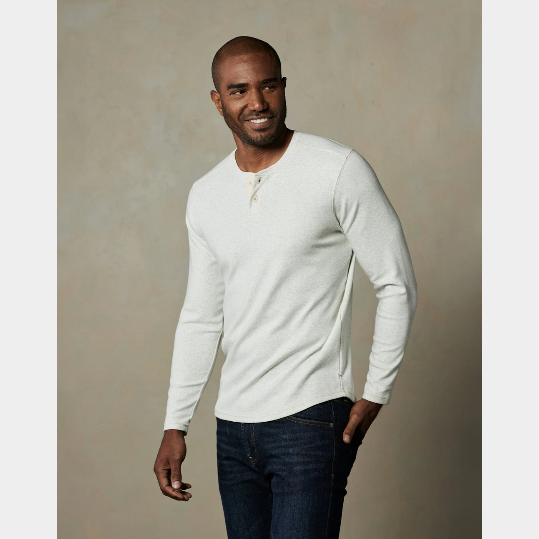 Men's Puremeso Two Button Henley in Stone