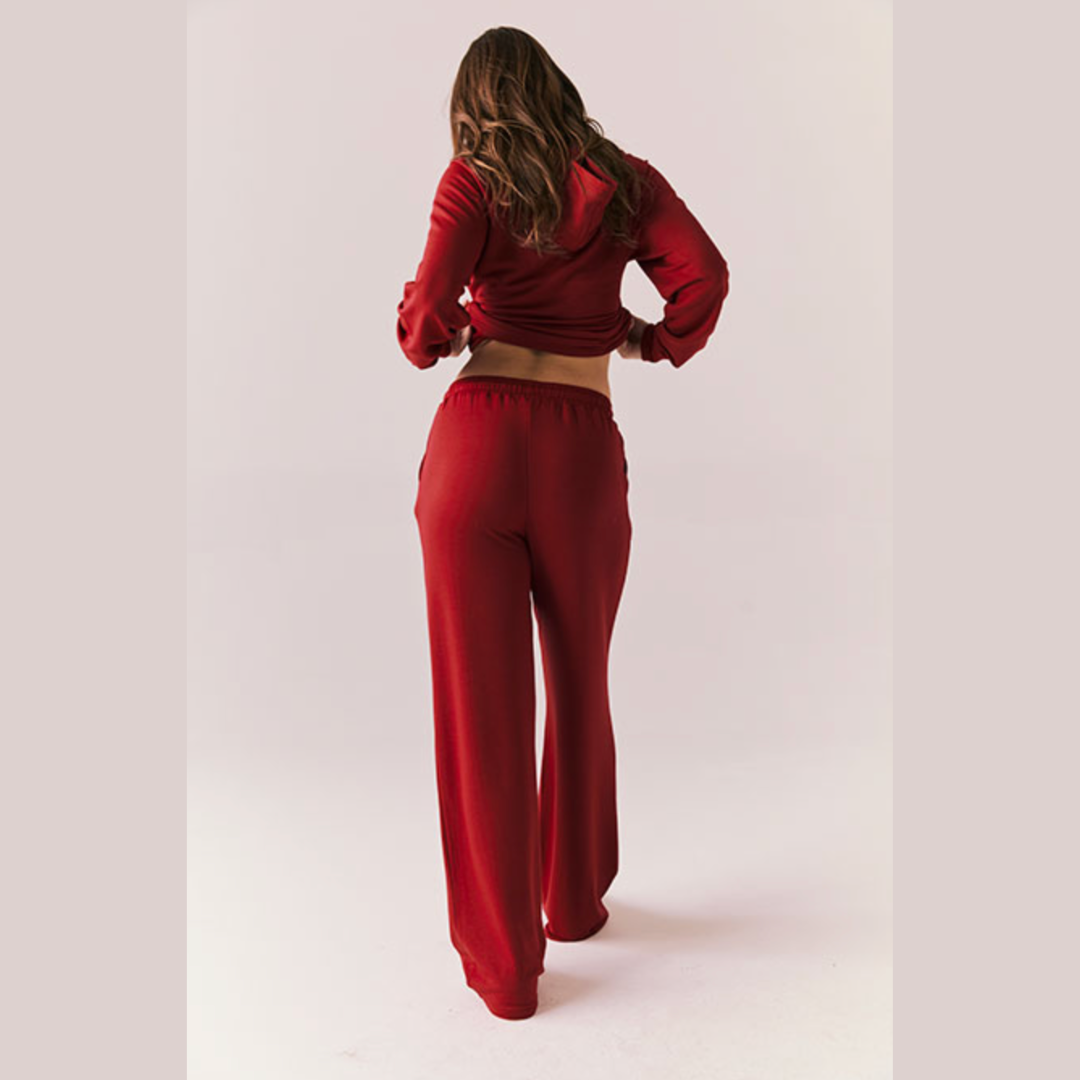 Carmine Red Pillow Fleece Sandy Trouser (part of set)