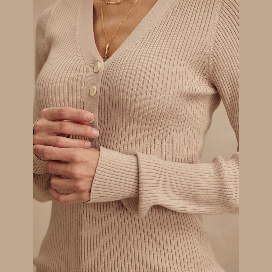 Blanca V-Neck Rib Knit Top