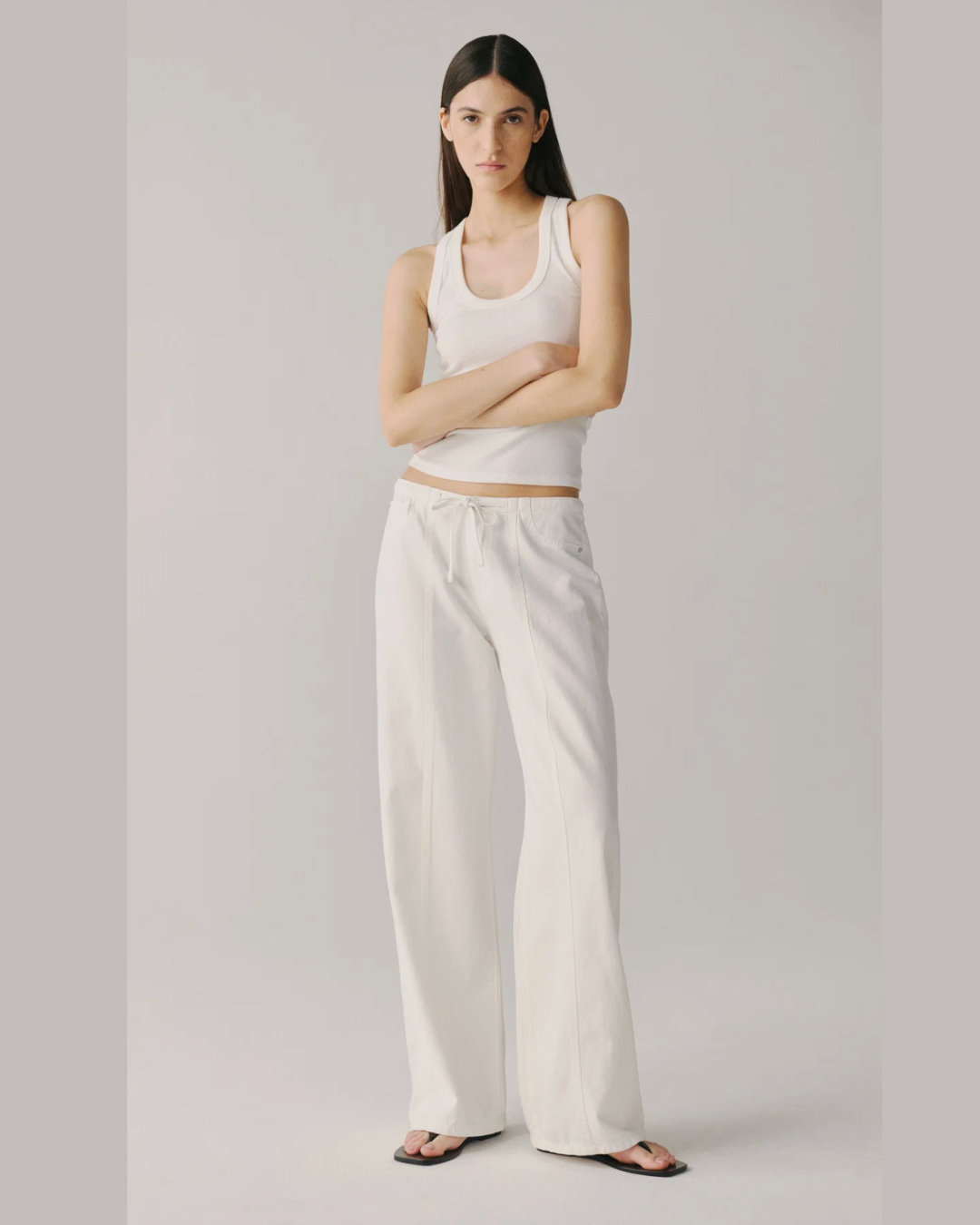 The Big Easy [Optic White & Sand Dollar] Pull on Wide Leg