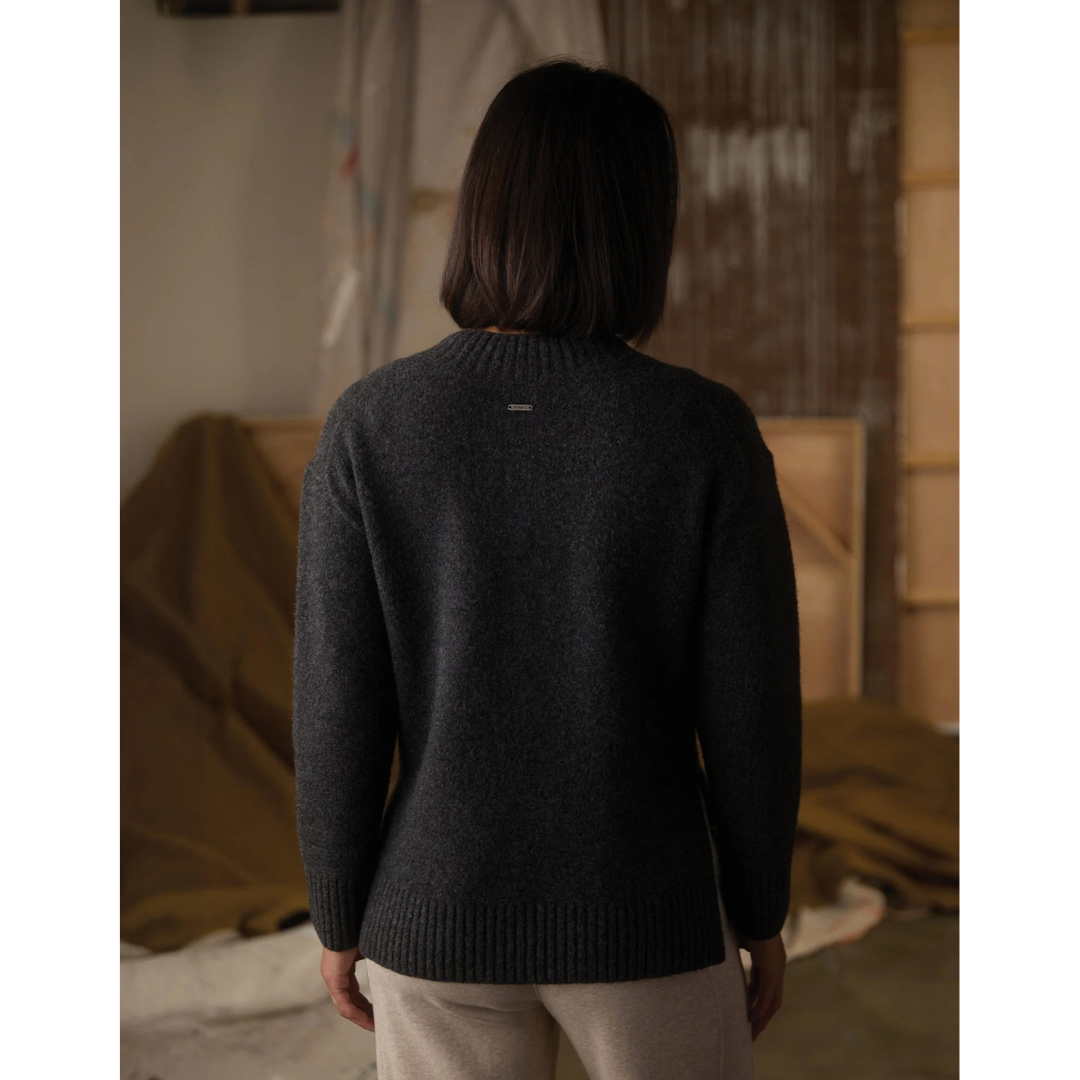 Homebound V-Neck Sweater in Charcoal