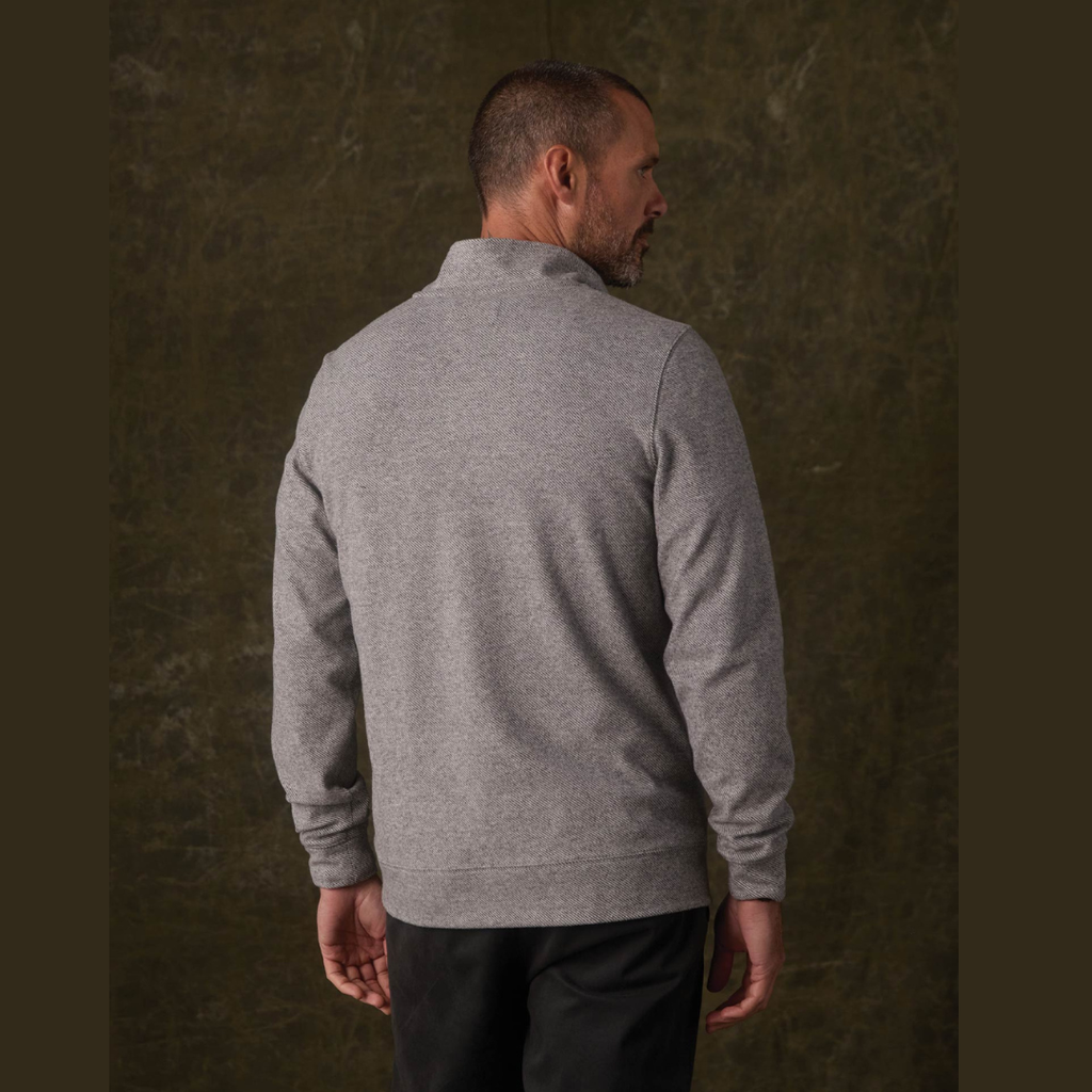Brushed Textured Knit Quarterzip in Graphite