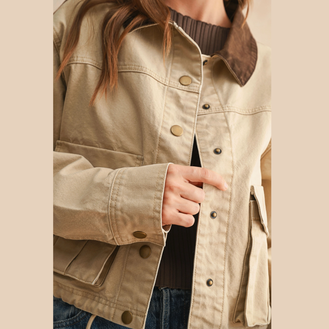 Collar Contrasted Utility Jacket