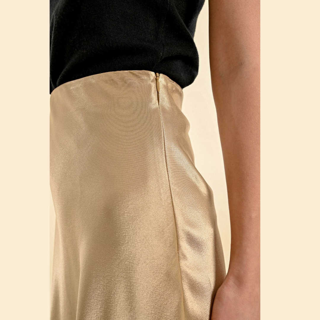 Liquid Gold Satin Skirt