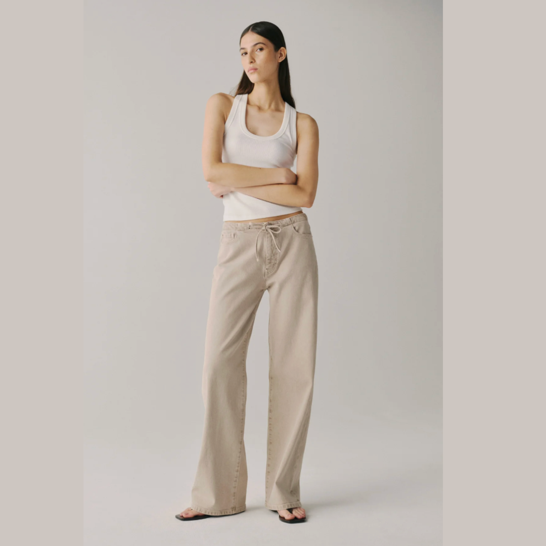 The Big Easy [Optic White & Sand Dollar] Pull on Wide Leg