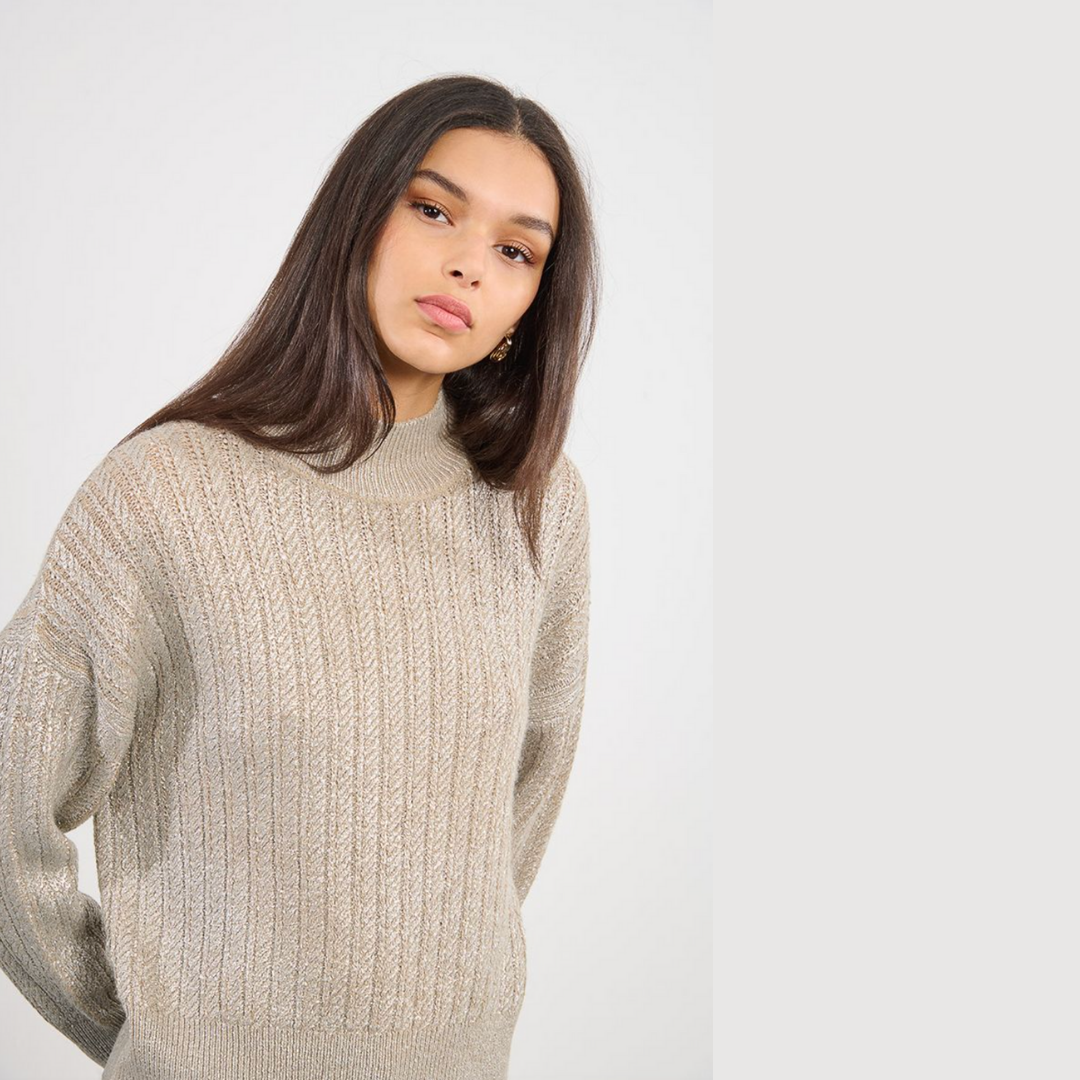 Iridescent Cable Knit Sweater
