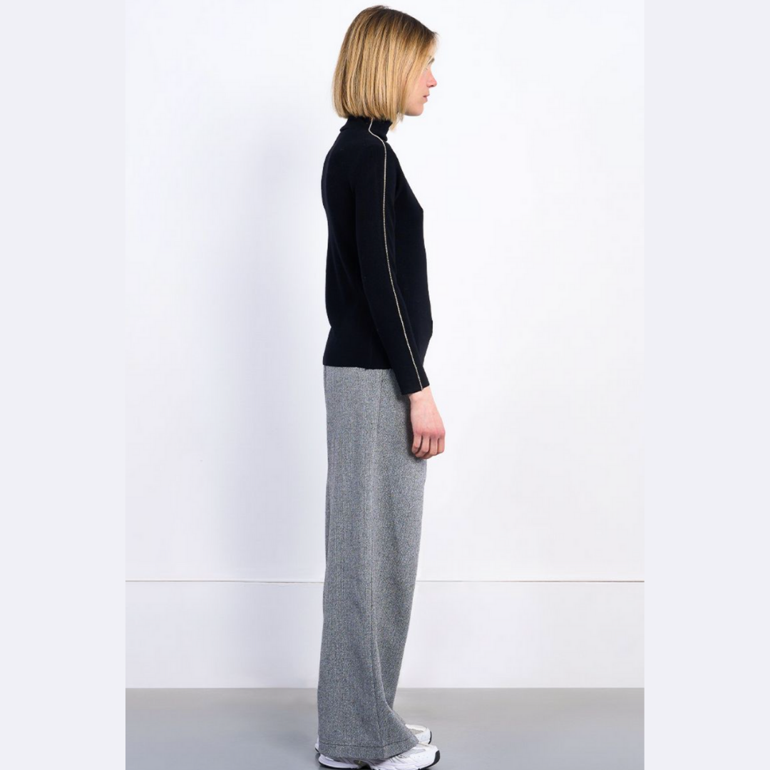 Rhinestone Trim Turtleneck