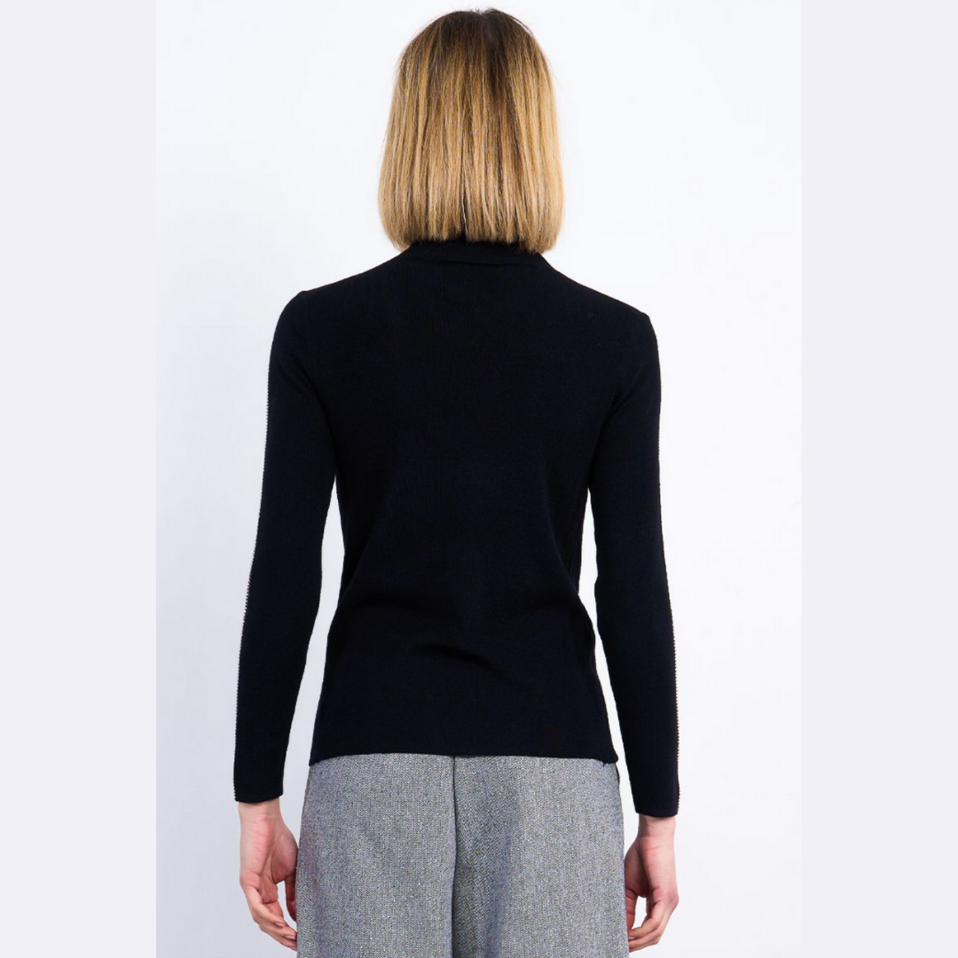 Rhinestone Trim Turtleneck