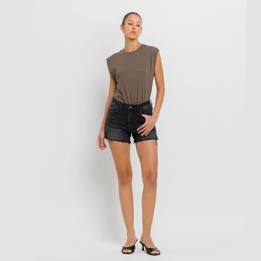 The Rebecca Black High Rise A Line Denim Short
