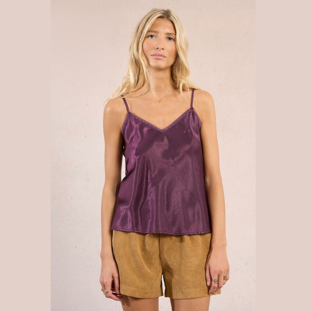 Dark Purple Satin Camisole
