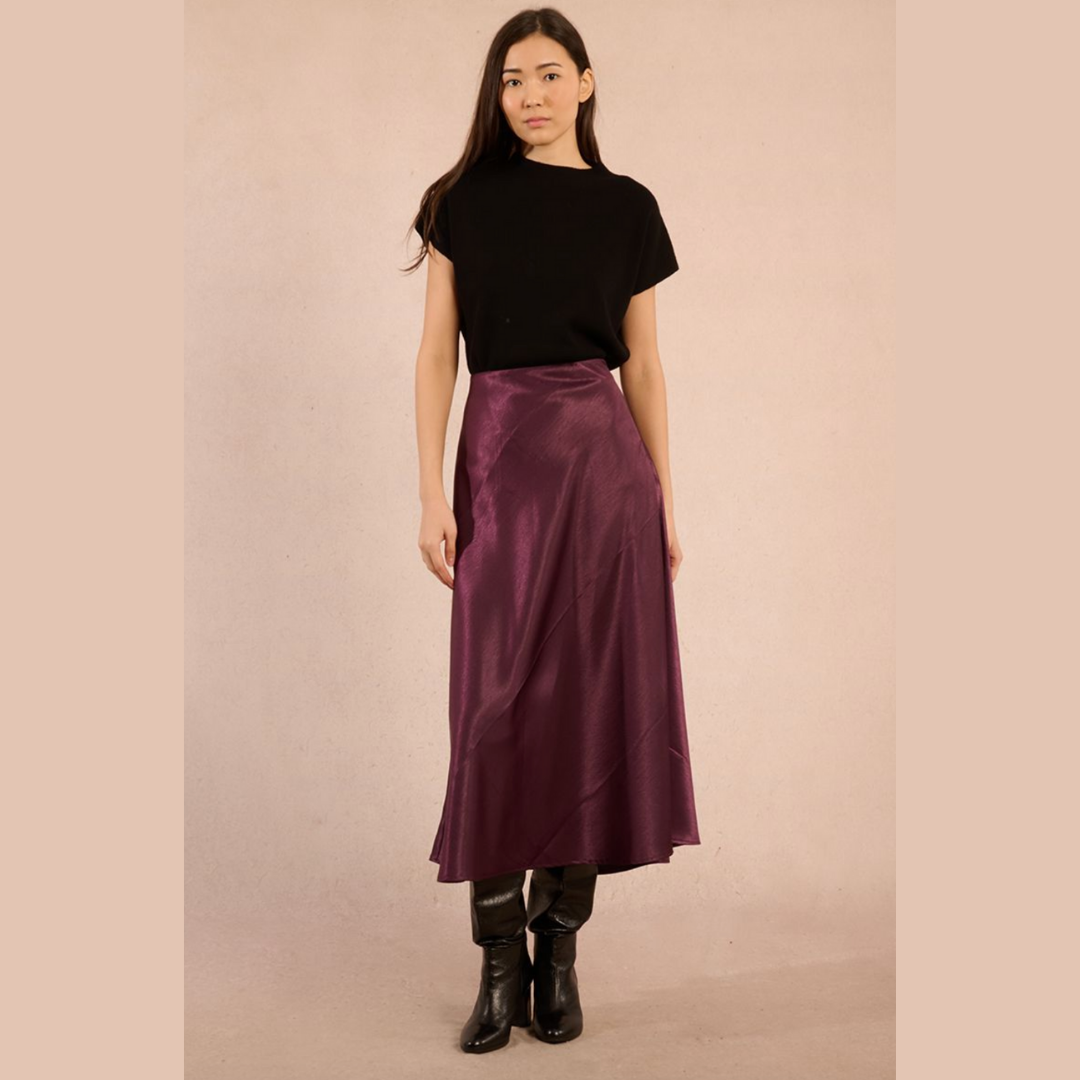 Dark Purple Satin Skirt