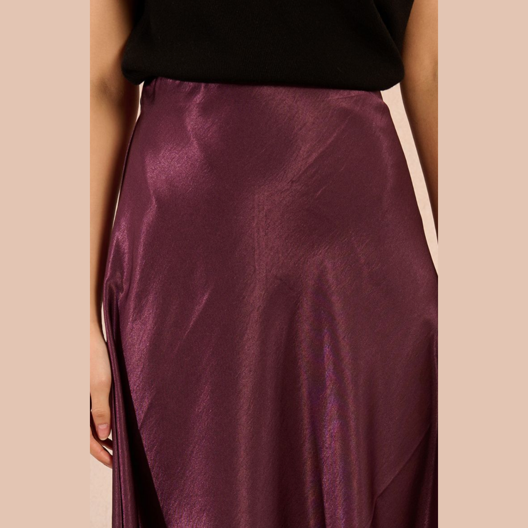 Dark Purple Satin Skirt